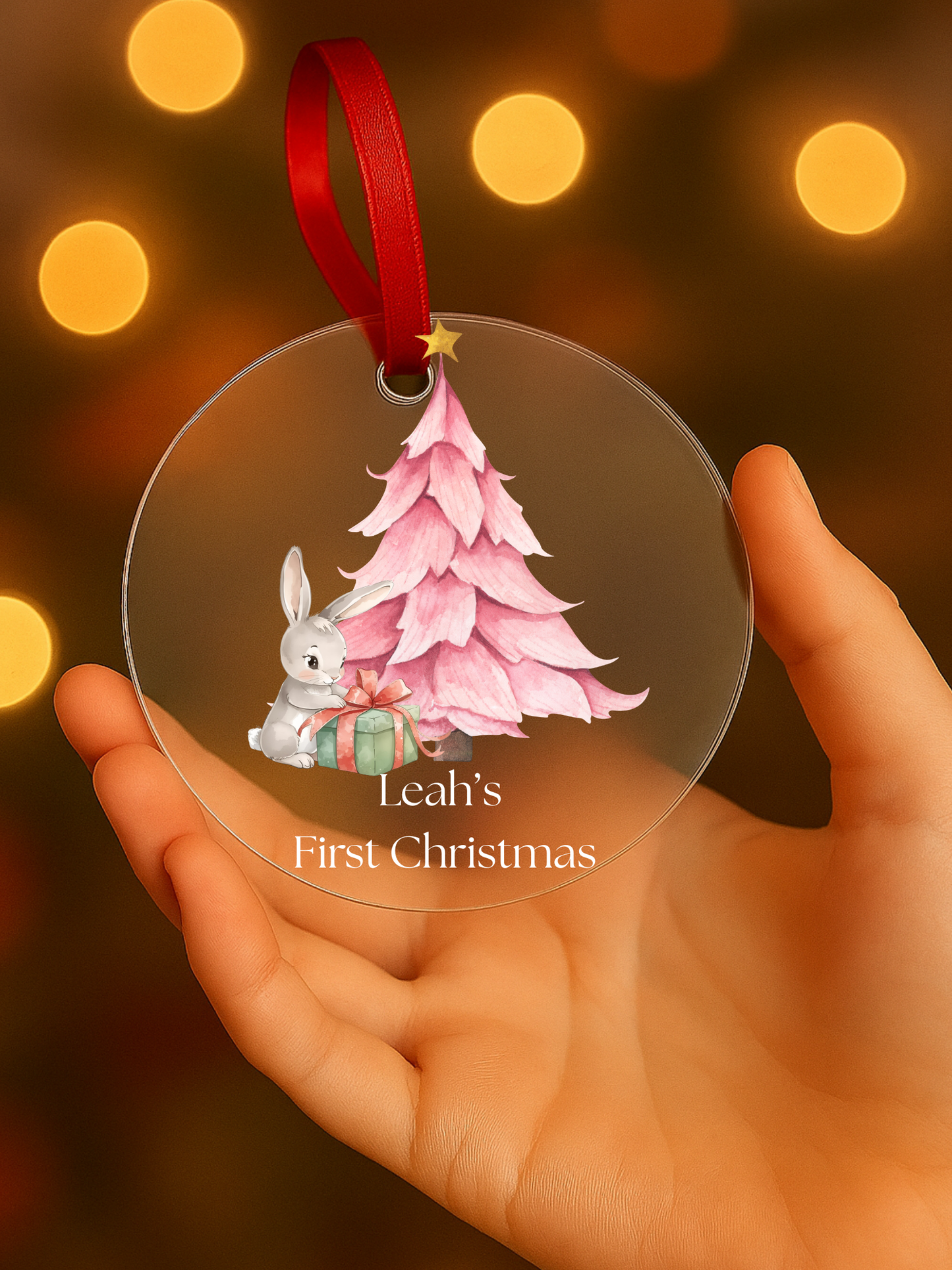 Personalized Baby’s First Christmas Acrylic Ornament – Custom Name & Design