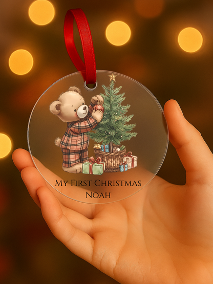 Personalized Baby’s First Christmas Acrylic Ornament – Custom Name & Design