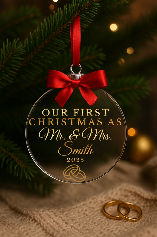 Our First Christmas as Mr & Mrs Ornament | Personalized Acrylic Wedding Keepsake