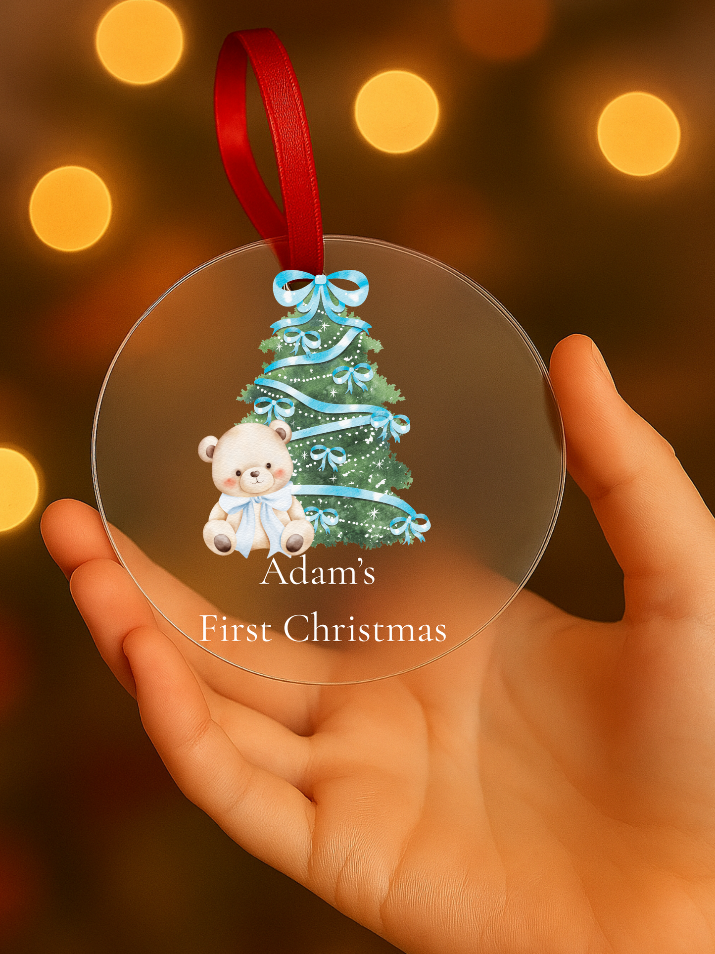 Personalized Baby’s First Christmas Acrylic Ornament – Custom Name & Design