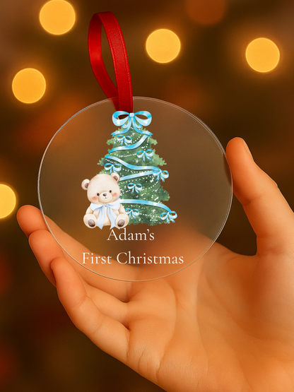 Personalized Baby’s First Christmas Acrylic Ornament – Custom Name & Design