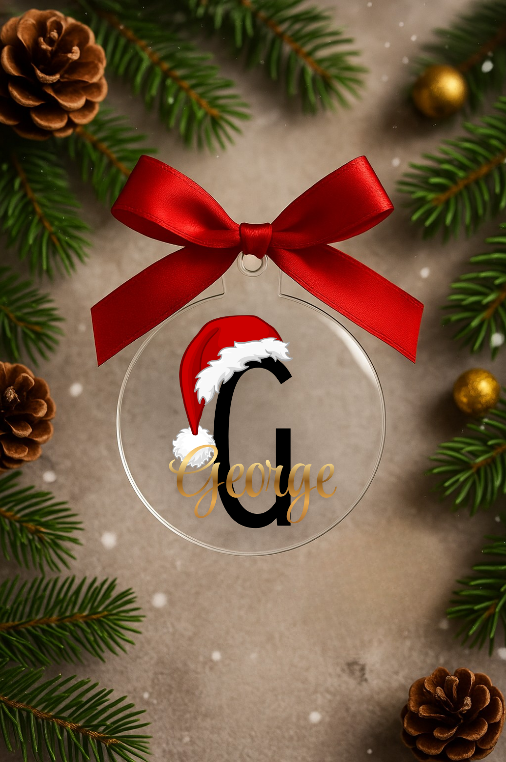 Personalized Acrylic Ornament | Custom Initial & Name | Christmas Tree Hanging