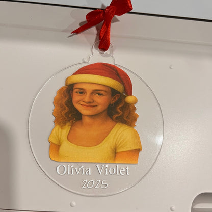 Custom Human Portrait Christmas Ornament | Personalized Acrylic Keepsake